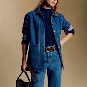 NWT Sezane Will Jacket Blue Denim Size Small